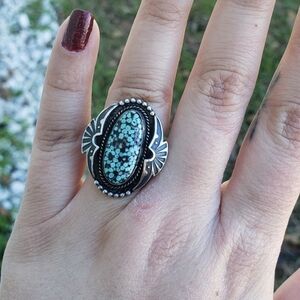 Solid Treasures turquoise and sterling silver ring size 7